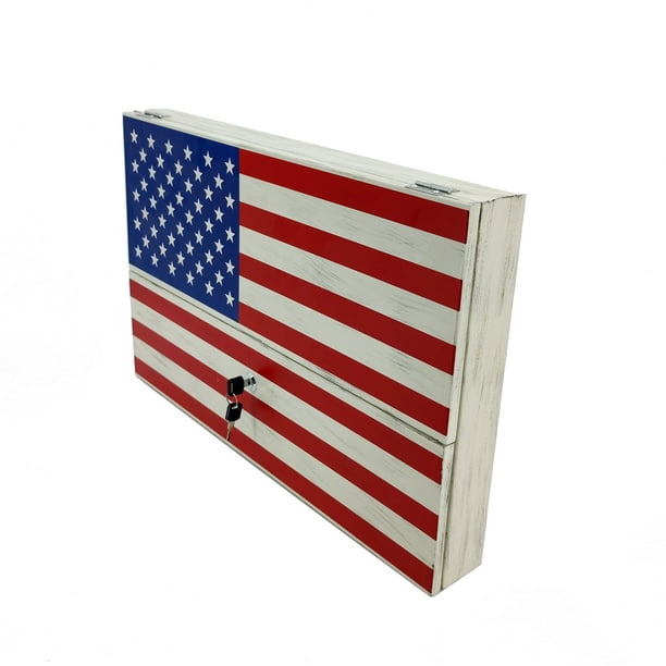 FixtureDisplays® American Flag Gun Safe with Lock 2 Keys Wall