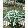 thumbnail image 3 of Square Outdoor Tablecloth with Umbrella Hole Green Spring Floral Outside Table Cloth Waterproof Patio Table Cover Summer Flower Pastoral Zipper Tablecloths for Picnic Party Camping 54x54 Inch, 3 of 8