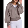 thumbnail image 2 of Sudaderas con Capucha y Cremallera para Mujer, Sudaderas , Casuales, Cómodas y Bonitas, Chaquetas con Cremallera, Conjuntos de Otoño A . Marrón XL, 2 of 10