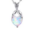 thumbnail image 3 of Inpasne Created White Fire Opal Pendant Necklace 925 Sterling Silver, Classic Solitaire, 2.50 Carats Heart Shape 8mm with 18in+ Chain for Women Gemstone Birthstone Jewelry Gifts for Her, 3 of 4