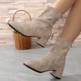 thumbnail image 1 of Mareep Bottes Hautes pour Femmes à la Cheville Talon Épais Bout Rond Bottes à la Cheville Belles Chaussures Cadeau Liquidation, 1 of 7