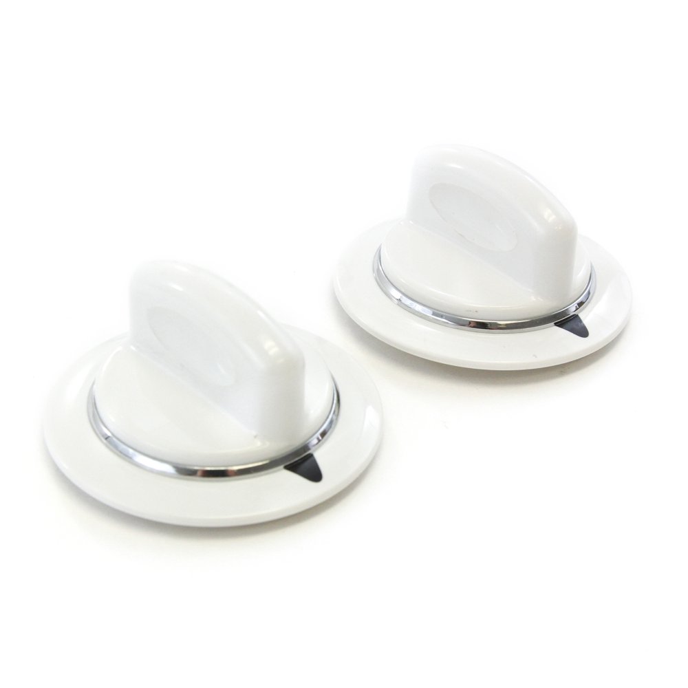 2 White Dryer Timer Control Knobs Replacement Compatible with General