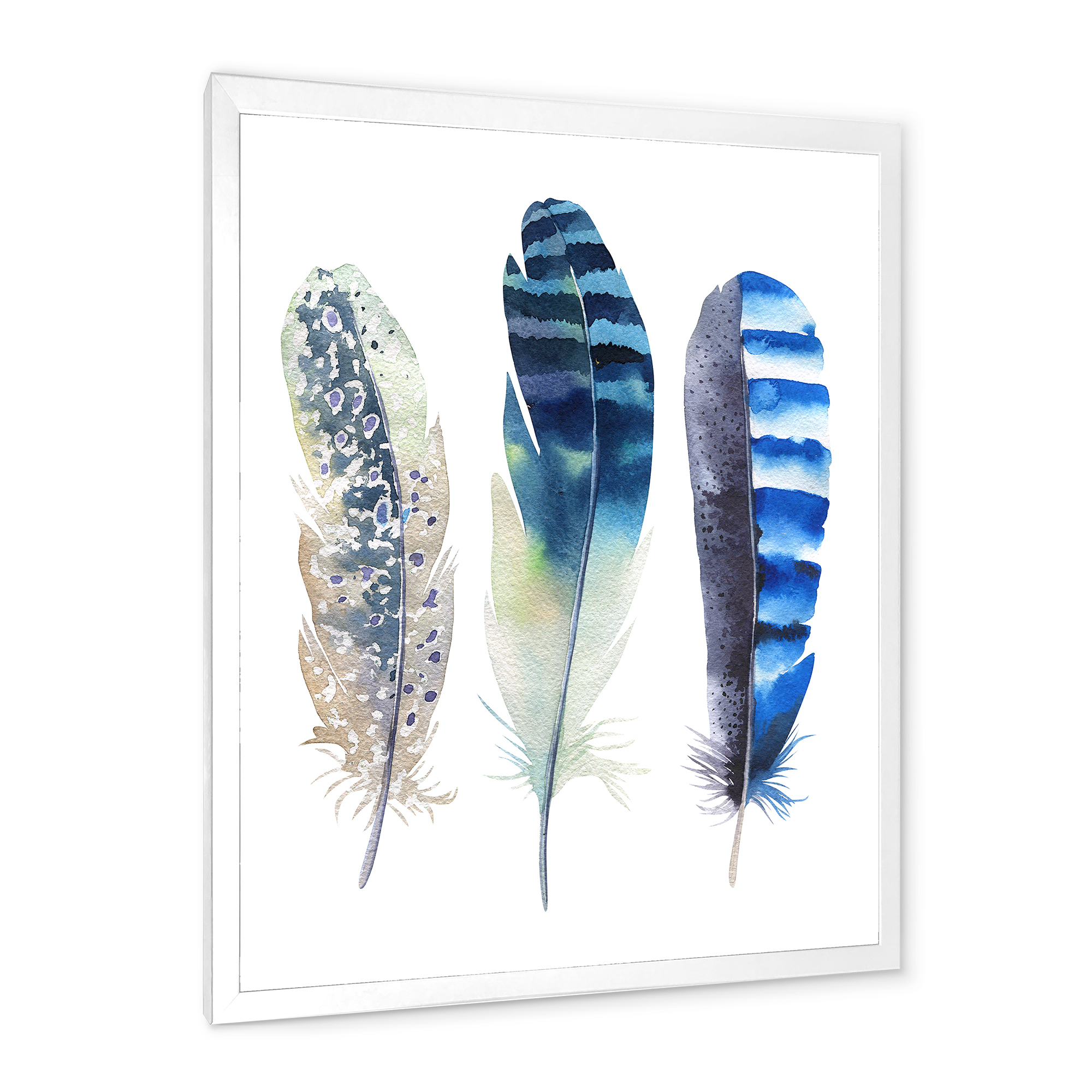 Designart 'Colourful Boho Art Feathers I' Bohemian & Eclectic Framed Art Print