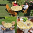 thumbnail image 4 of Yellow Geometric Round Tablecloth for 36-44 Inch Tables,Fitted Table Cover with Elastic Edge,Morocco Modern Abstract Plaid Art Waterproof Outdoor Table Cloth Protector for Patio Garden Dinner Picnic, 4 of 9