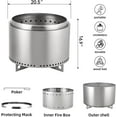 thumbnail image 2 of 20 Inch Smokeless Fire Pit, Portable Outdoor Fire Pit with Detachable Stand and Ash Tray, Perfect for Campfire for 4-6 People, Camping, Picnic, Family Gathering for Backyard, 2 of 7