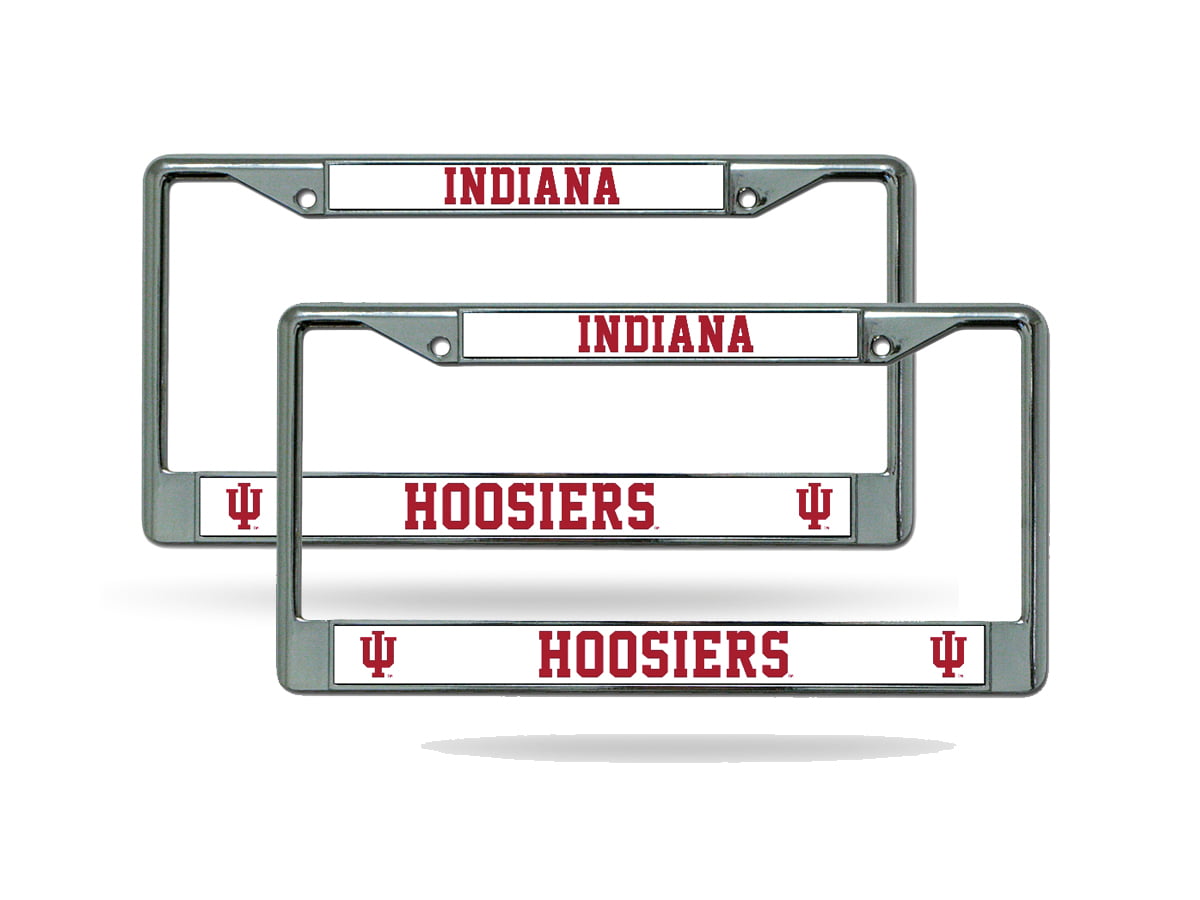 2 Indiana Hoosiers NCAA Chrome Metal License Plate Frame Set 