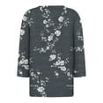 thumbnail image 4 of Dvprdro Women's Plus Size Floral Tunic Blouse Casual Boho Printed V Neck Loose Shirt Top Basic 3/4 Sleeve Comfy Tops, 4 of 5