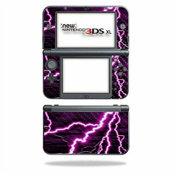 MightySkins Peau en Fibre de Carbone pour Nintendo New 3DS TG (2015) - Lightning Violet / Protecteur, Finition Fibre de Carbone Texturée Durable / Facile à Appliquer, Enlever et Changer les Styles / Fabriqué aux États-Unis