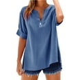 thumbnail image 2 of Loose Solid Color Women's Shirt - Stand Collar, Long Sleeve, for Casual and Festival Wear, 5Xl, Blue, 2 of 8