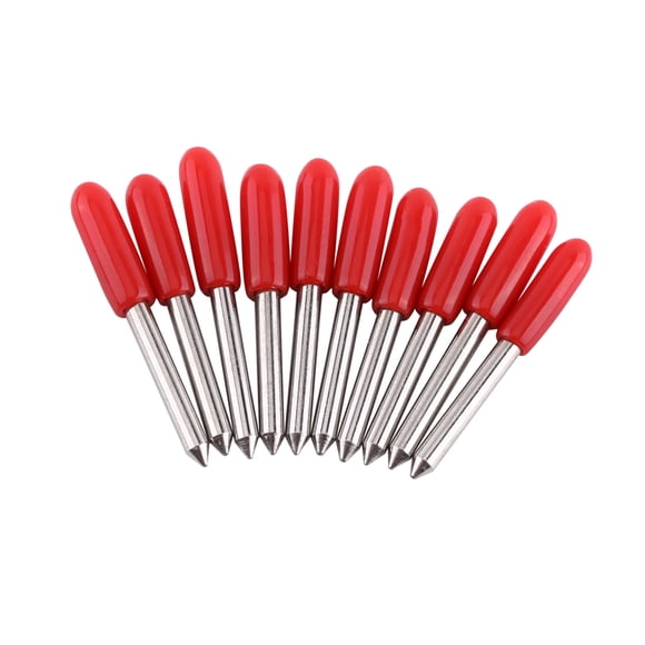 10 Pcs Lame de Coupe en Carbure Cimentée, Longue Durée de Vie, 3 Degrés, Diamètre de l'Arbre 2mm, Capuchons pour Stockage, Haute Précision, pour Traceurs de Coupe