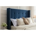 thumbnail image 5 of Luxury Upholstered Queen Bed / 54" Tall Wingback Headboard / Handcrafted Button Tufting / Nailhead Accent Trim / Box Spring Not Required / Quick Tool-Free Assembly / Rich Sapphire Velvet Fabric, 5 of 9