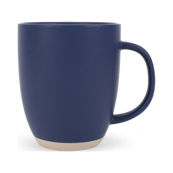 Elanze Designs Raw Clay Bottom Navy Blue 13 ounce Ceramic Coffee Mugs Set of 4