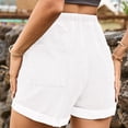 thumbnail image 5 of Vivianyo HD Women's High-Waisted Jean Shorts Summer New Women's Solid Drawstring Elastic Waist Pocket Fashion Casual Short Jeans, 5 of 6