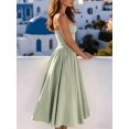 thumbnail image 4 of Light Green Womens Sweetheart Neckline Spaghetti Strap Cinched Waist A-Line Maxi Dress, 4 of 8