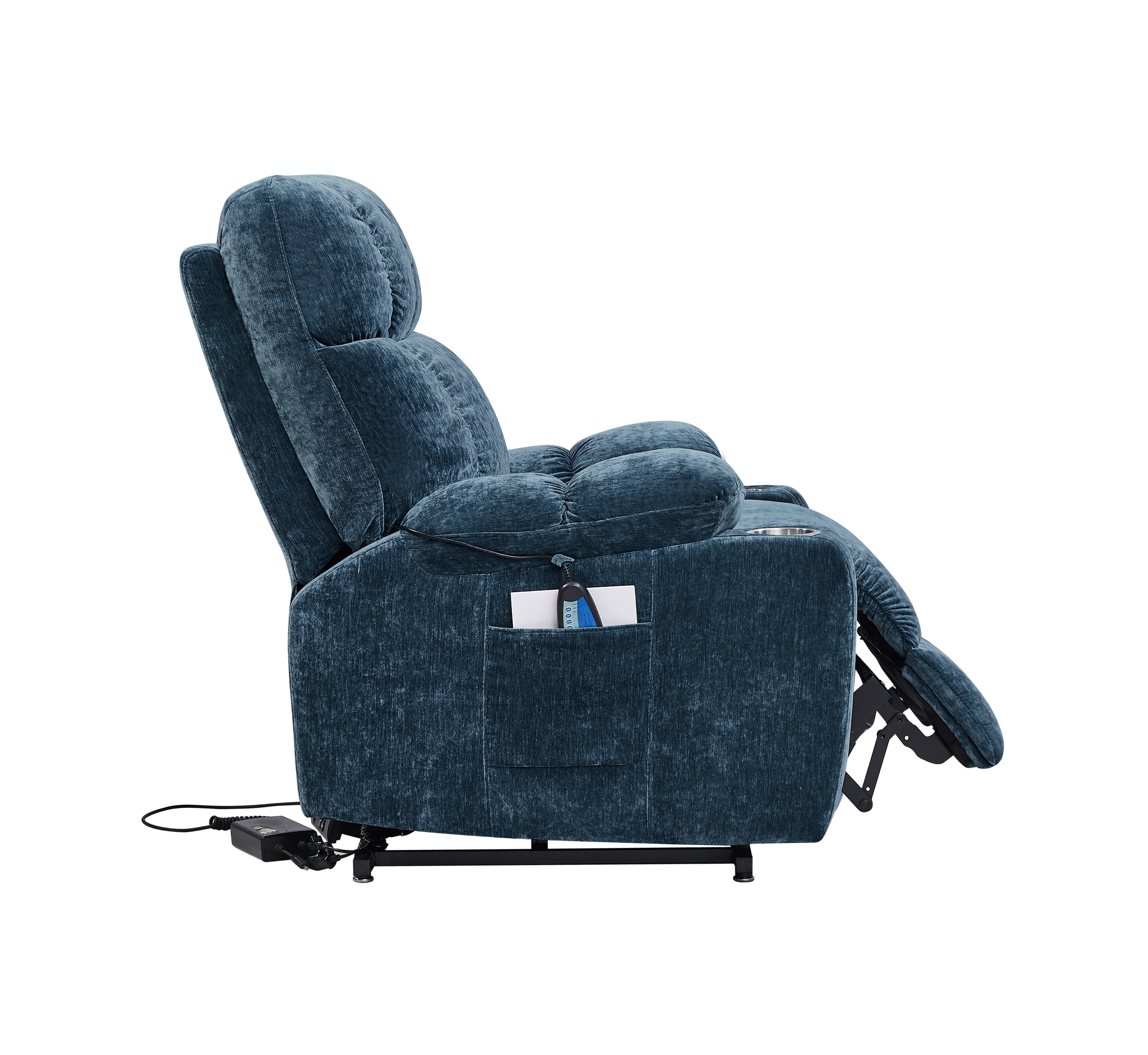 MAYEERTY Motor Power Lift Recliner Chair with Massage & Heat for Elderly, Infinite Position, 180°Lay Flat, Cup Holders