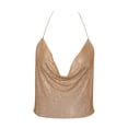 thumbnail image 1 of Mialoley Women?s Sequin Solid Color Halter V-neck Exposed Navel Camisole, 1 of 1
