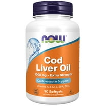 NOW Supplements, Cod Liver Oil, Extra Strength 1,000 mg with Vitamins A & D-3, EPA, DHA, 90 Softgels