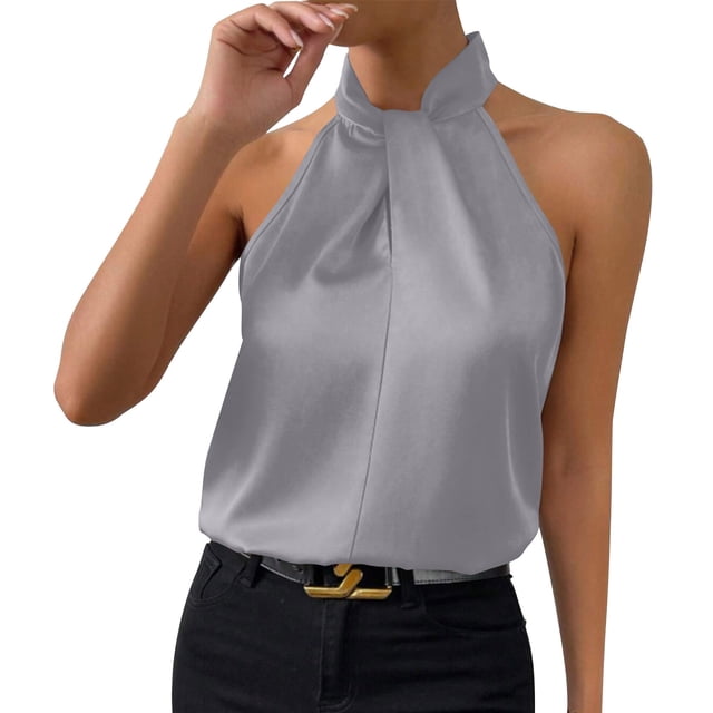 Blusas para las Mujeres Casual Verano Botón Sólido sin Mangas, Blusas sin Mangas para las Mujeres Ligero Verano Uso Diario