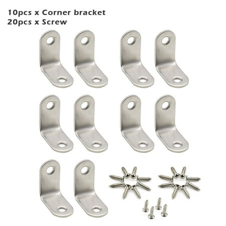

Amusingtao 10pcs With Screw Corner Bracket Office Stainless Steel Furniture Hardware Fixing