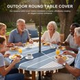 thumbnail image 3 of Round Outdoor Tablecloth with Umbrella Hole and Zipper, Grey Blue Stripes Tablecloth with Elastic Waterproof, Country Modern Gradient Lines Art Patio Table Covers for 45" - 54" Picnic Pool Tables, 3 of 9