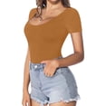 thumbnail image 4 of Baberdicy Onesie Adult Womens Round Neck Short Sleeve Bodysuit Sexy Bodysuit Jumpsuit Pajamas Basic Solid Color Jumpsuit Pajamas for Women, 4 of 6