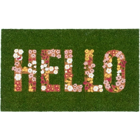 Mainstays Hello Flower Garden Outdoor Coir Doormat, 18"x30"