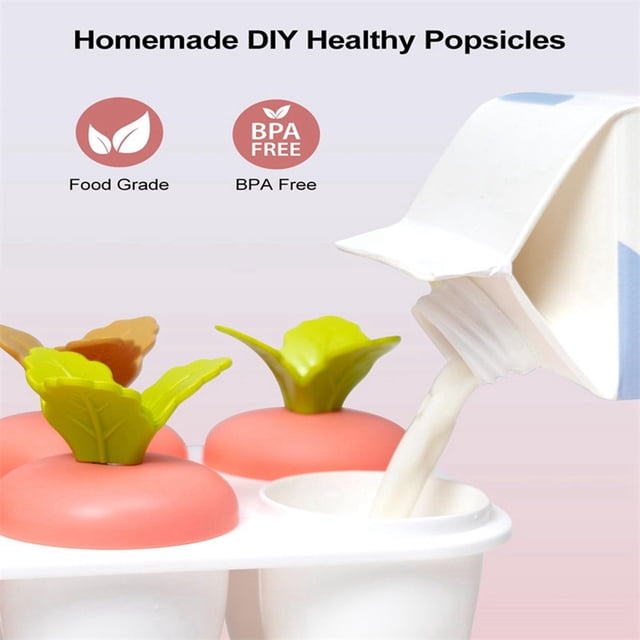 WIFKLSIIPG Ensemble 4 Pcs Bâtons en Forme de Carotte Glace Démoulage Facile Fait Maison Réutilisable Fabricant(Rose)