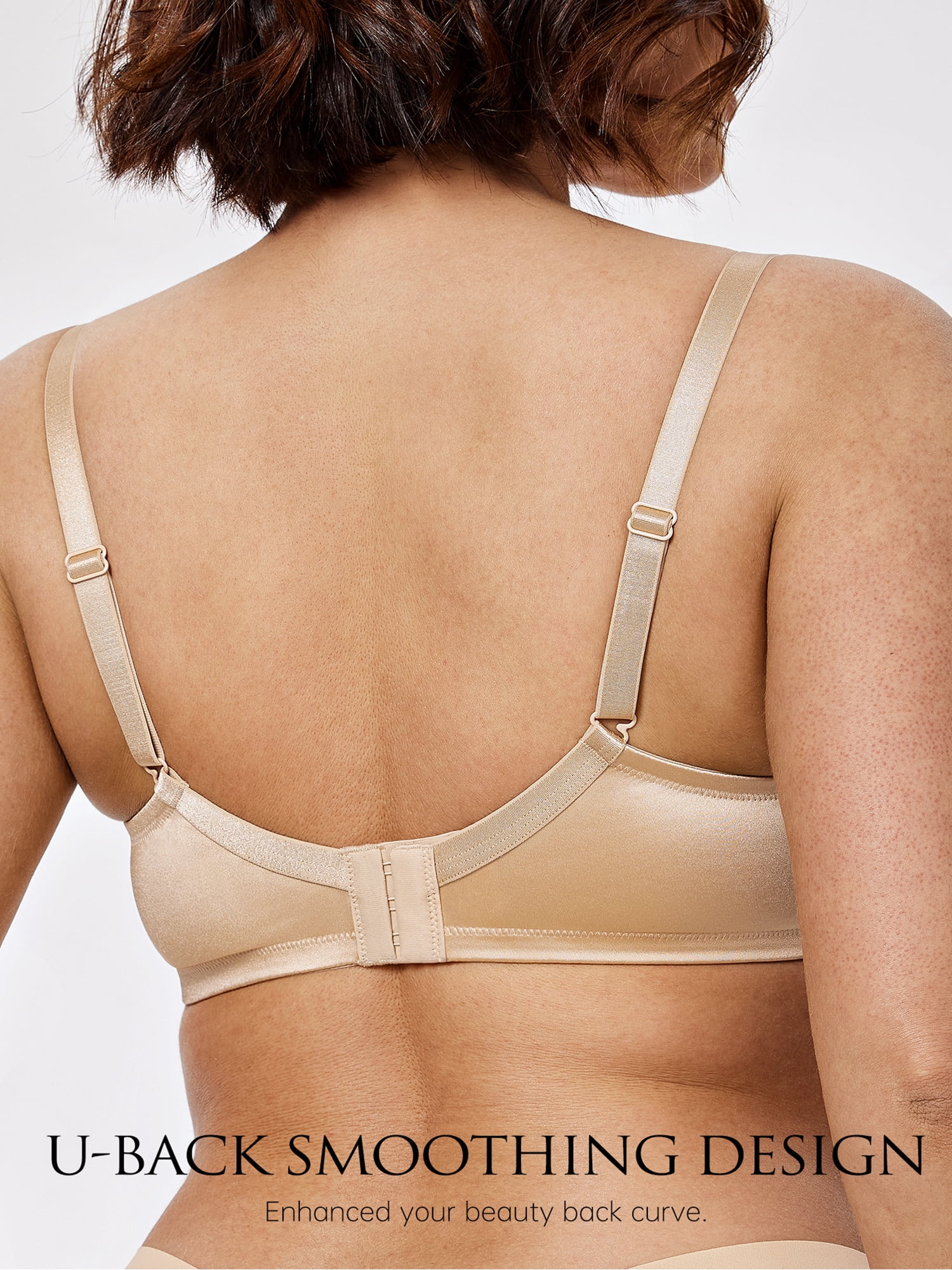 Deyllo Women Plus Size Full Coverage Bras Underwire Support Bras Sheer Mesh Lace Splicing Beige Bras Clothes Size 38DDD