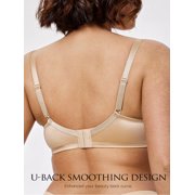 Deyllo Women Plus Size Full Coverage Bras Underwire Support Bras Sheer Mesh Lace Splicing Beige Bras Clothes Size 40B