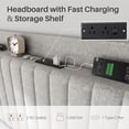 thumbnail image 5 of Frostbloom Queen Size Bed Frame with Advanced Charging Hubs & Storage Shelf, Upholstered Linen Fabric Wingback Headboard, Light Gray, 5 of 9