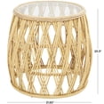 thumbnail image 3 of DecMode 21" x 20" Brown Rattan Handmade Woven Geometric Accent Table with Glass Top, 1-Piece, 3 of 10