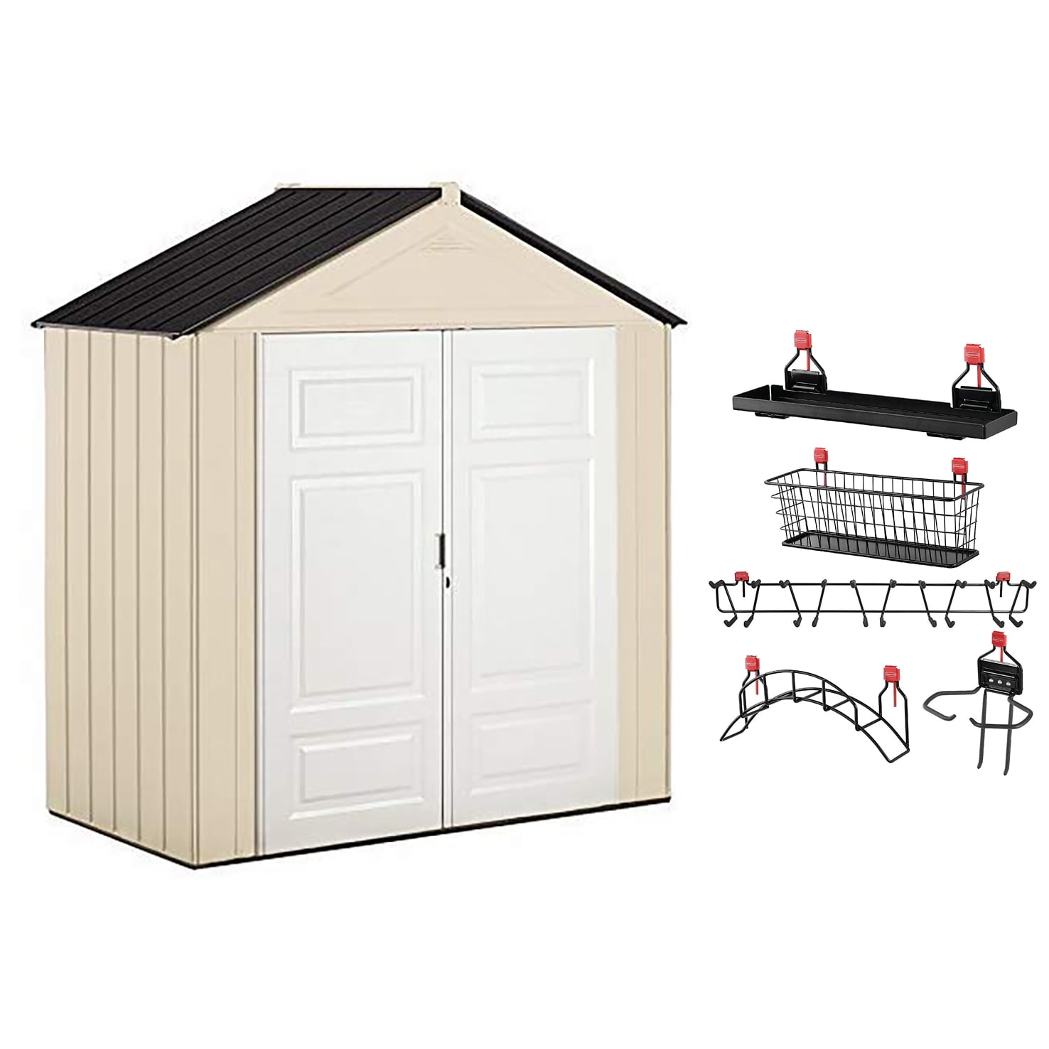1862705 Maple//Sandstone Plastic Rubbermaid Outdoor Shed 7x3 Feet.