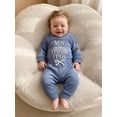 thumbnail image 4 of RUINIXCW New To The Cousin Crew Newborn Baby Boy Hospital Coming Home Outfit Infant Baby Boys Fall Winter Clothes Long Sleeve Waffled Romper and Pants Hat Set, 4 of 9