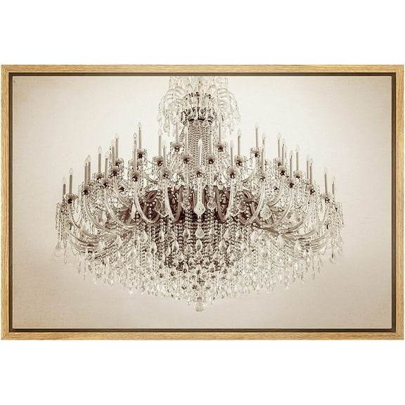 wall26 Framed Canvas Print Wall Art Fancy Victorian White Crystal Chandelier Decorative Lights Digital Art Realism Contemporary Chic Relax/Calm for Living Room, Bedroom, Office - 16"x24" Na