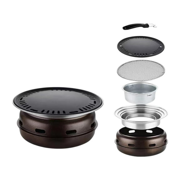 Fzaqwen BBQ grill camping grill furnace with grill pan grid BBQ furnace tea fire furnace Large
