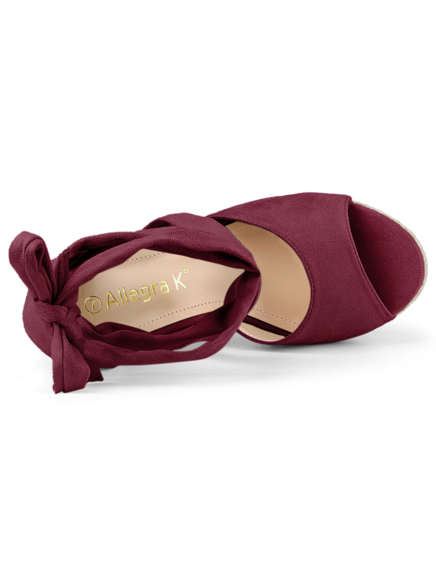 DARING DIVA Women's Lace Up Espadrilles Platform Wedges Sandals Burgundy 7.5