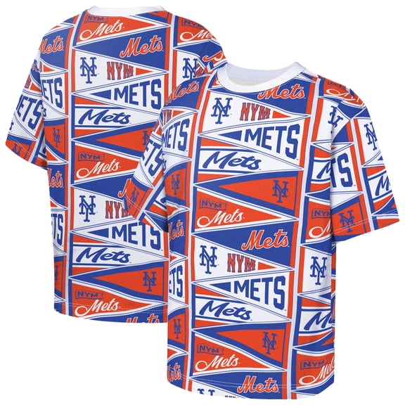 Youth Outerstuff Orange New York Mets All-Over Pennant T-Shirt