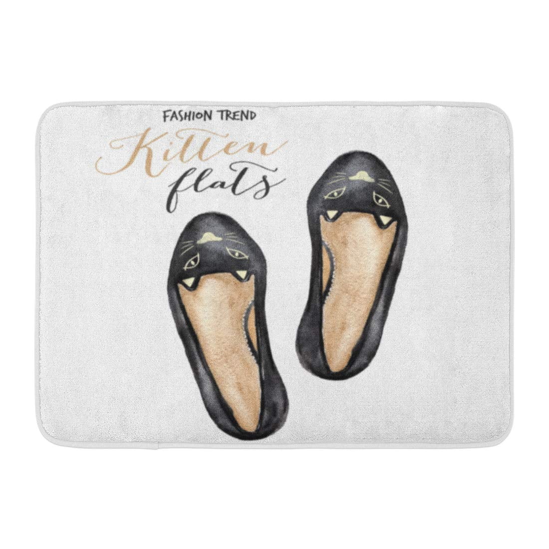Godpok Kitten Black Woman Ladies Shoes Watercolor White Nice Magazine Rug Doormat Bath Mat 23 6x15 7 Inch