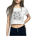 thumbnail image 1 of Heliisoer Hauts pour Femmes, Liquidation d'Été Mode Femme T-Shirt Court à Col Rond Imprimé Manches Courtes Haut Décontracté, 1 of 5