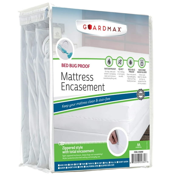 Guardmax Zippered Mattress Protector - Short Queen Size - 100% Waterproof and Bed Bug Proof Mattress Encasement - Stretches to 11 Inches. Mattress Cover is Soft, Breathable, and Hypoallergenic