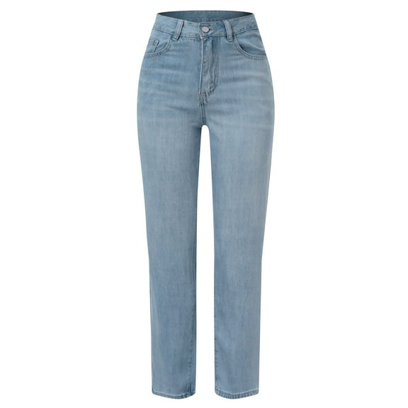 Aayomet Womens Jean Rompers And Jumpsuits Pants Women's Wide Leg Long Pants Straight Tube Slim Loose Fitting High Waisted Jeans,Sky Blue XXL