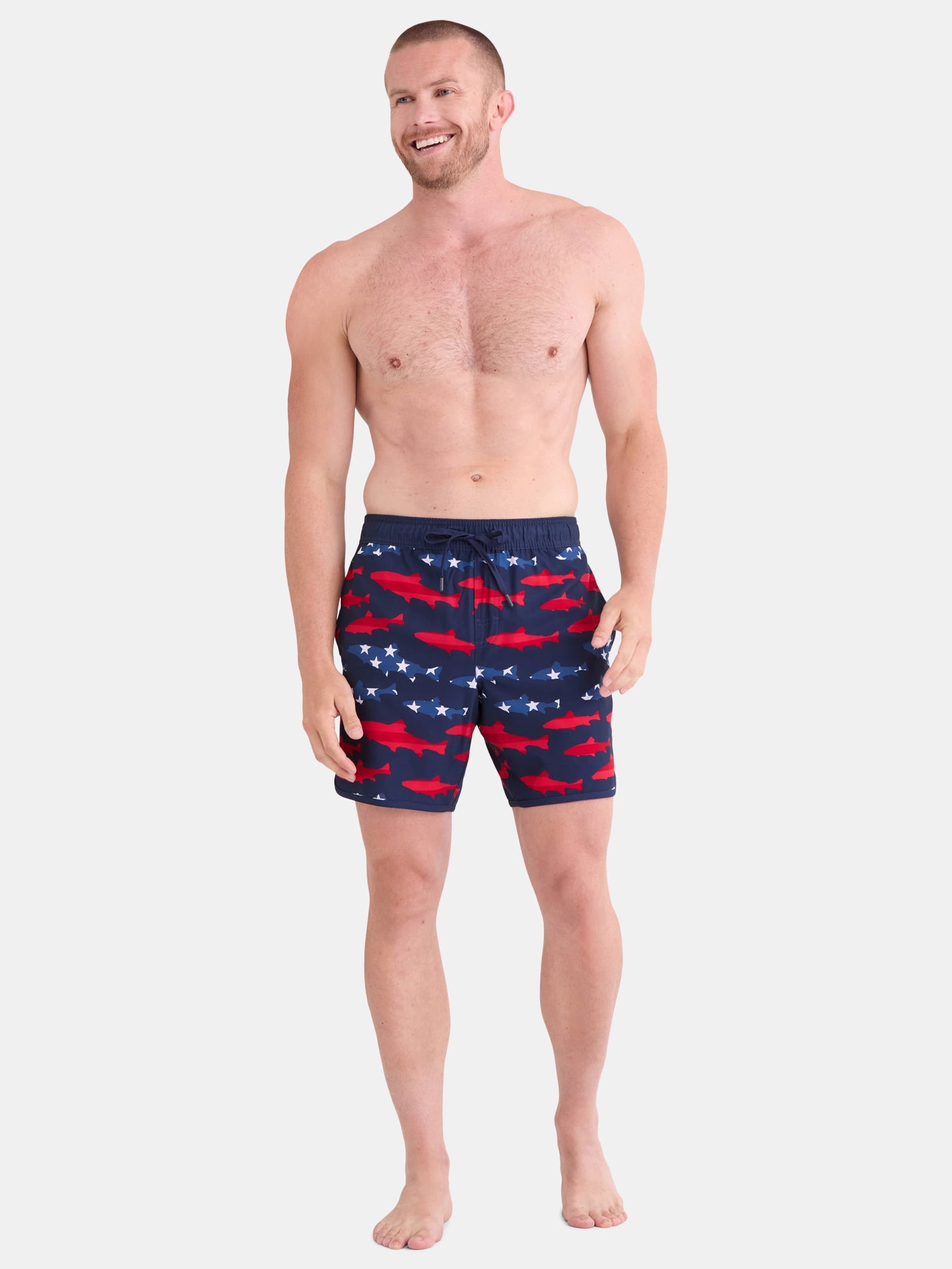 George Men's & Big Men's Dolphin Hem Swim Trunks, 7" Inseam, Size XS-3XL