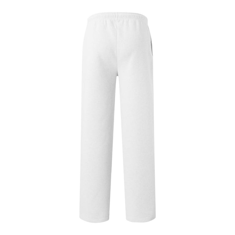 White Mens Tracksuit Bottoms Short Leg Mens Lined Sweatpants Track