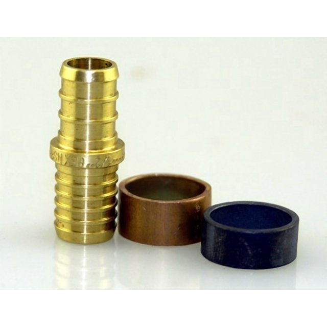 Elkhart Supply Fresh Water Fitting 51251 BestPEX; Adapter; 3/4 Inch PEX x 3/4 Inch Polybutylene; Straight; Gold; Brass; With Rings; Single