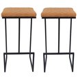 thumbnail image 1 of Juego de 2 taburetes de bar de cuero Quincy de LeisureMod con estructura de metal LeisureMod QS29BL2, 1 of 2