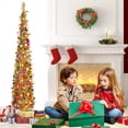 thumbnail image 4 of Árbol de Navidad UHAPEER plegable de 1,8 m con soporte dorado, 4 of 7