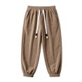 thumbnail image 4 of JIA JIA SHUANG Kids Corduroy Pants Fall Winter Drawstring Elastic Waist Trousers Casual Plain Loose Fit Cinch Bottoms Pants(Khaki,11-12 Years), 4 of 6