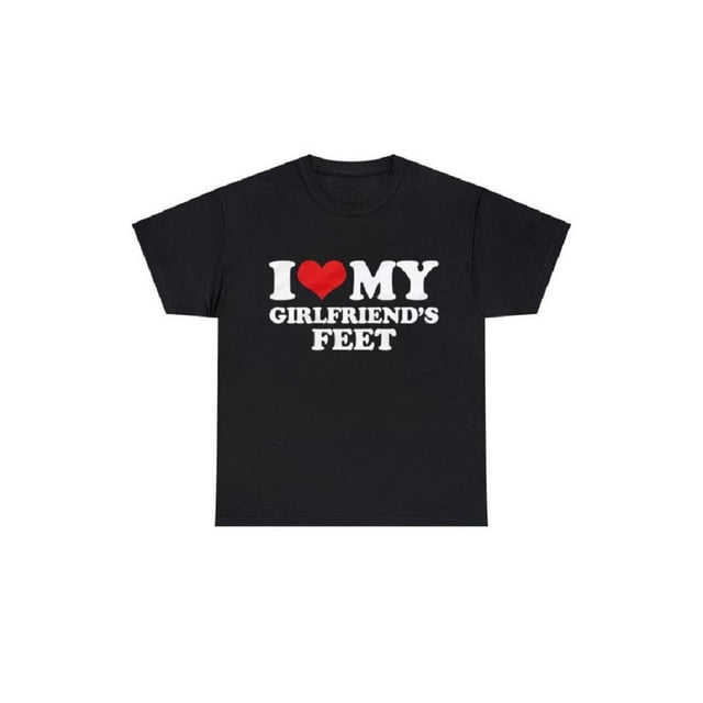 Camiseta de algodón divertida "Amo los pies de mi novia" y "Amo a mi novia" - Camiseta informal unisex