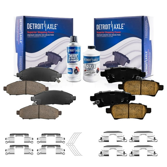 Detroit Axle - Brake Pads for 2005-2012 Nissan Pathfinder, 2006-2007 Xterra, Front and Rear Ceramic Brake Pads w/Clips 2008 2009 2010 2011 Replacement