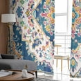 thumbnail image 4 of Navy Blue Yellow Sheer Curtains 84 Inches Long 2 Panels Set, Window Sheer Curtains for Living Room/Bedroom, Boho Southwestern Ethnic Mexican Flowers Light Filtering Rod Pocket Curtain 52'' x 84'' x 2, 4 of 7